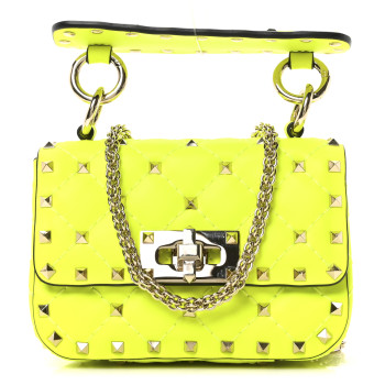 VALENTINO GARAVANI Calfskin Micro Rockstud Spike Shoulder Bag Lime
