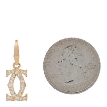 CARTIER 18K Yellow Gold Diamond Logo Charm