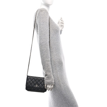 CHANEL Caviar Quilted Wallet on Chain WOC Black