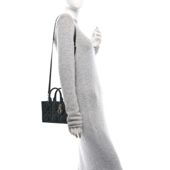 CHRISTIAN DIOR Calfksin Macrocannage Mini Book Tote Black