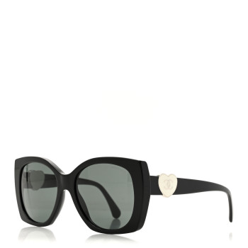 CHANEL Acetate Square CC Heart Sunglasses 5519 Black