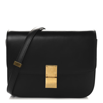 CELINE Box Calfskin Medium Classic Box Flap Bag Black