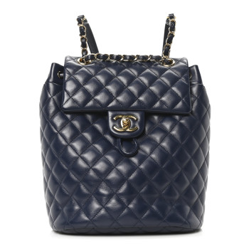 CHANEL Calfskin Quilted Small Urban Spirit Backpack Navy