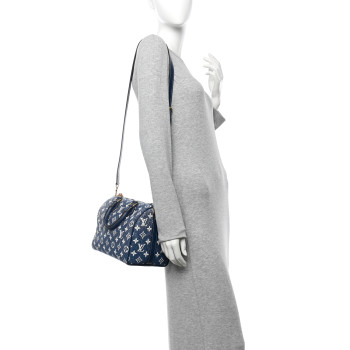 LOUIS VUITTON Monogram Jacquard Denim Speedy Bandouliere 25 Bleu