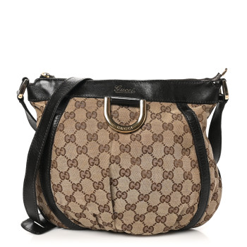 GUCCI Monogram Small D Gold Ring Messenger Dark Brown