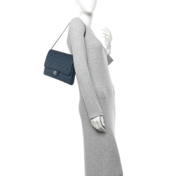 CHANEL Caviar Quilted Clutch With Chain Flap  Blue