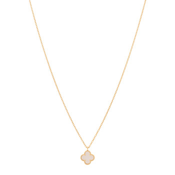 VAN CLEEF & ARPELS 18K Yellow Gold Mother of Pearl Sweet Alhambra Pendant Necklace