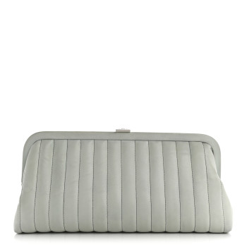 CHANEL Lambskin Vertical Quilted Mademoiselle Clutch Light Green