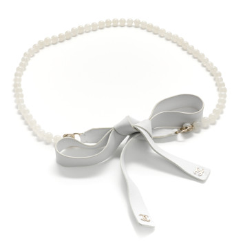 CHANEL Beaded Calfskin CC Belt White