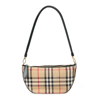 BURBERRY Vintage Check Calfskin Olympia Slim Pouch Archive Beige