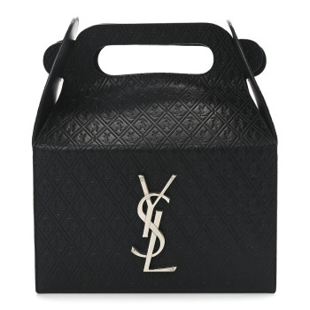 SAINT LAURENT Calfskin Monogram Take Away Box Black