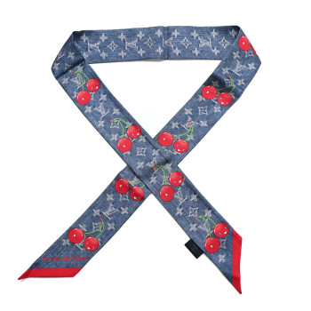 LOUIS VUITTON LV X TM Silk Monogram Cerises Bandeau Denim Blue