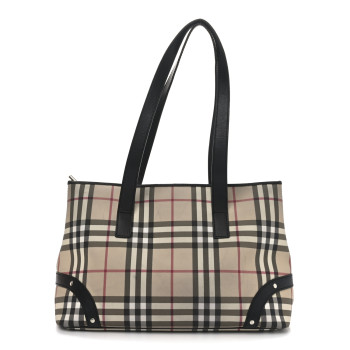 BURBERRY Vintage Check Studded Tote Black