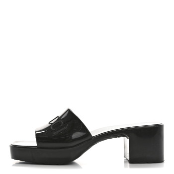 GUCCI Rubber Gucci Logo Womens Platform 20/60mm Slide Sandals 35 Black