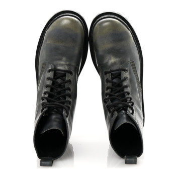 BALENCIAGA Aged Effect Calfskin Strike 20mm Lace Up Boots 37 Kaki
