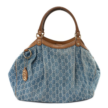 GUCCI Denim Monogram Large Sukey Tote