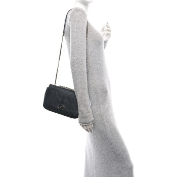 CHANEL Calfskin Stitched CC Case Flap Bag Black