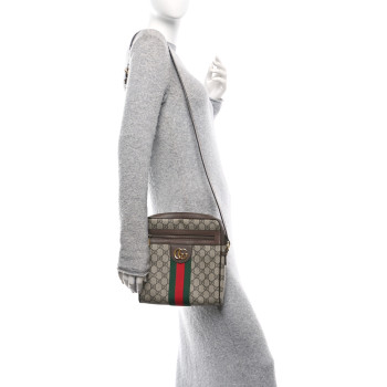 GUCCI GG Supreme Monogram Web Small Ophidia Messenger Bag Brown