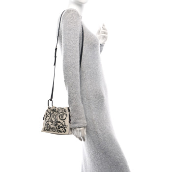 LOEWE Calfskin Barroco Mini Flamenco Tassel Knot Clutch White Multicolor
