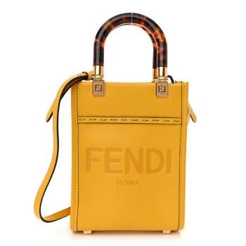 FENDI Vitello King Plexiglass Logo Embossed Mini Fendi Sunshine Shopper Tote Mimosa