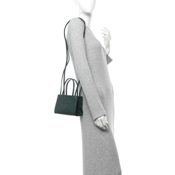 TELFAR Vegan Leather Small Shopping Bag Dark Olive