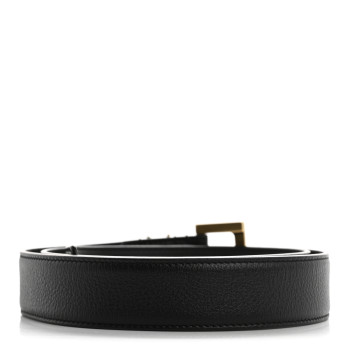 SAINT LAURENT Calfskin Monogram Square Buckle Belt 80 32 Black
