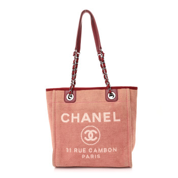 CHANEL Canvas Mini Deauville Tote Red