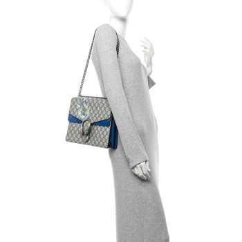 GUCCI GG Supreme Monogram Blooms Medium Dionysus Shoulder Bag Beige Navy Vintage Blue