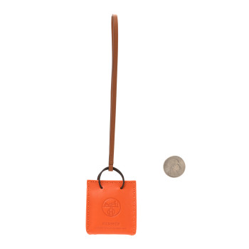 HERMES Milo Lambskin Swift Shopping Bag Charm Feu Gold