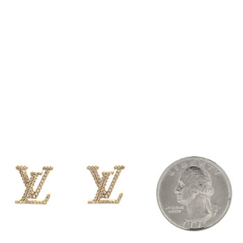 LOUIS VUITTON Metal Crystal LV Iconic Earrings Gold