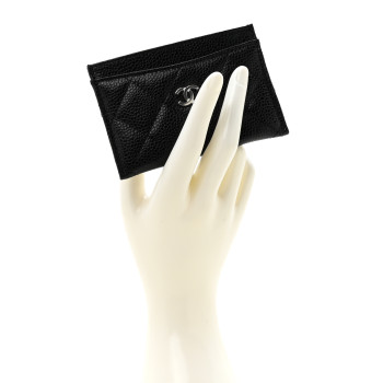 CHANEL Caviar Quilted Card Holder Black