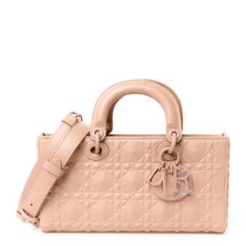 CHRISTIAN DIOR Calfskin Cannage Diamond Medium Lady D-Joy Rose Des Vents