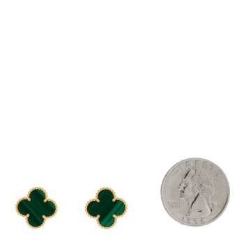 VAN CLEEF & ARPELS 18K Yellow Gold Malachite Vintage Alhambra Earrings