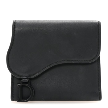 CHRISTIAN DIOR Ultra Matte Calfskin Saddle Lotus Wallet Black