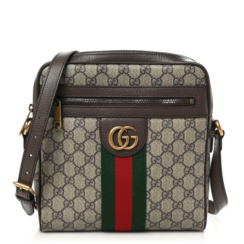 GUCCI GG Supreme Monogram Web Small Ophidia Messenger Bag Brown