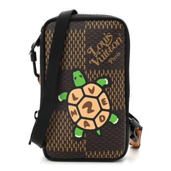 LOUIS VUITTON X NIGO Giant Damier Ebene Tortoise Double Phone Pouch