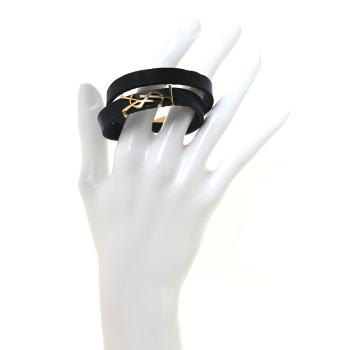 SAINT LAURENT Calfskin Opyum Double Wrap Bracelet Black