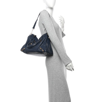 BALENCIAGA Agneau Giant 12 Gold Hardware City Bleu Obscur