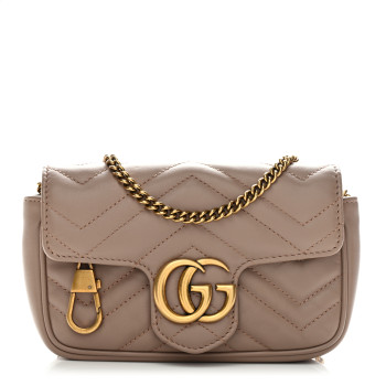 GUCCI Calfskin Matelasse Super Mini GG Marmont Shoulder Bag Porcelain Rose