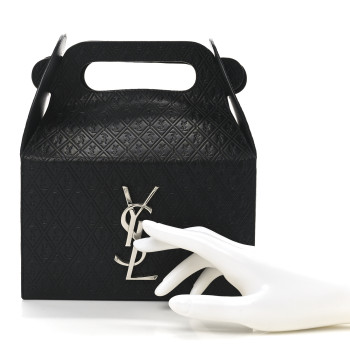 SAINT LAURENT Calfskin Monogram Take Away Box Black