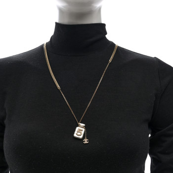 CHANEL Resin Crystal CC No 5 Perfume Bottle Necklace