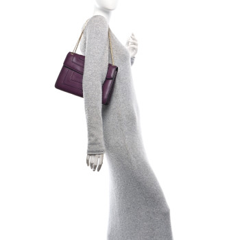 BULGARI Calfskin Serpenti Forever Shoulder Bag Plum