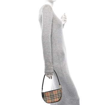 BURBERRY Vintage Check Calfskin Olympia Slim Pouch Archive Beige