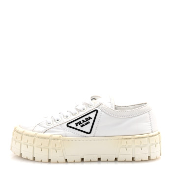 PRADA Re-Nylon Gabardine Triangle Logo Double Wheel 50mm Sneakers 38.5 White