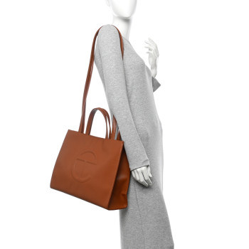 TELFAR Vegan Leather Medium Shopping Bag Tan
