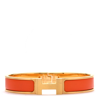 HERMES Matte Enamel Narrow Clic Clac HH Bracelet T6 Orange