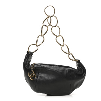 CHANEL Lambskin Small Chain Hobo Black