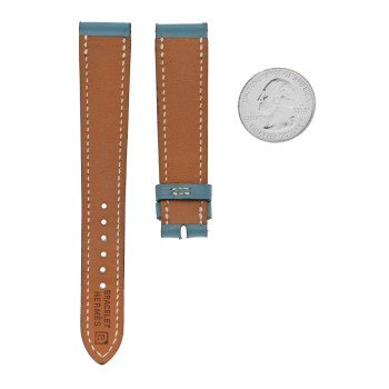 HERMES Chevre Mysore Heure H Hour Watch Strap Blue Jean