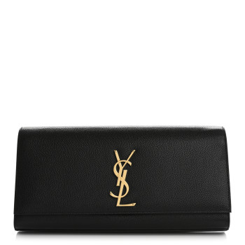 SAINT LAURENT Grain De Poudre Monogram Cassandre Clutch Black