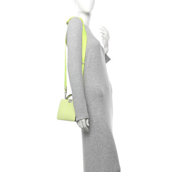 FENDI X MARC JACOBS Vitello King Cover Micro Fendi Roma Embossed Peekaboo I See U X Cross Satchel Neon Yellow